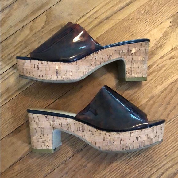 Cork mules platform with tortoise pattern - Picture 2 of 4